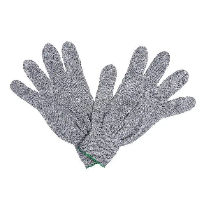 Перчатки рабочие, хб, вязка 10 класс, 4 нити, размер 9, без покрытия, серые