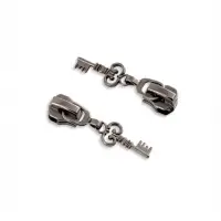 Бегунок для металлической молнии, №5, &laquo;Ключ&raquo;, 10 шт., цвет чёрный никель