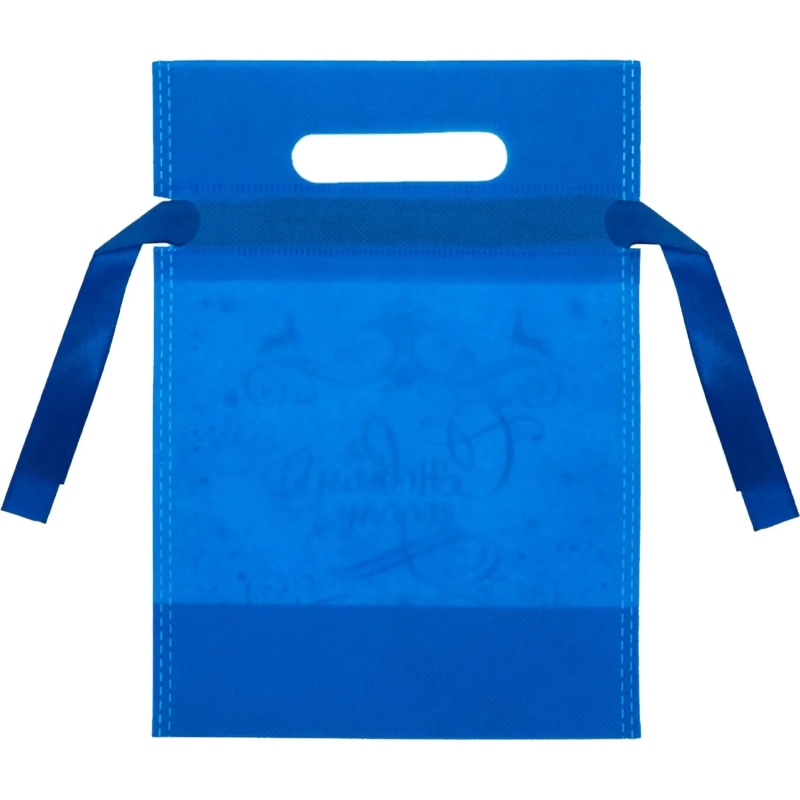 Мешочек для подарков Ледяной узор, 24x18x9см, голубой, НУ-6243