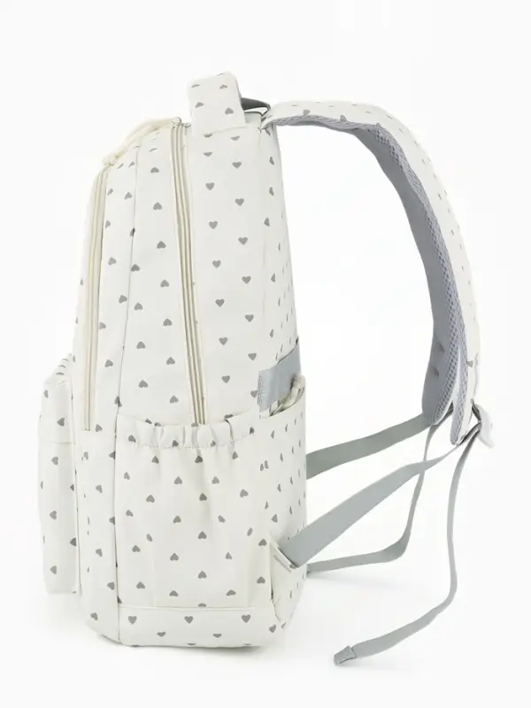 Рюкзак школьный для девочки &laquo;Сердца&raquo;, 4 кармана, 31&times;13&times;48 см, белый