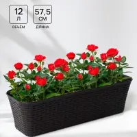 Ящик для цветов балконный &laquo;Ротанг&raquo;, 12 л, 57.5&times;18&times;16 см, пластик, коричневый