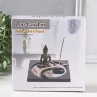 Сад Дзен "Будда в бирюзовом у гонга" песок+камни+аромапалочки 13,2х15х16 см