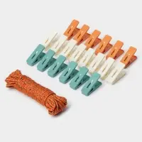 Прищепки для белья Доляна, 20 шт., верёвка бельевая 13 м, 6.5&times;2.3 см, ширина низа 3.8 см