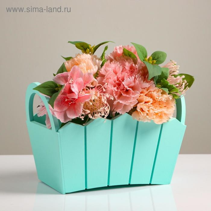 Кашпо деревянное 25,5×16,5×17,5 см Кашпо деревянное 25,5×16,5×17,5 см "Мария", ручки боковые, МДФ, мята