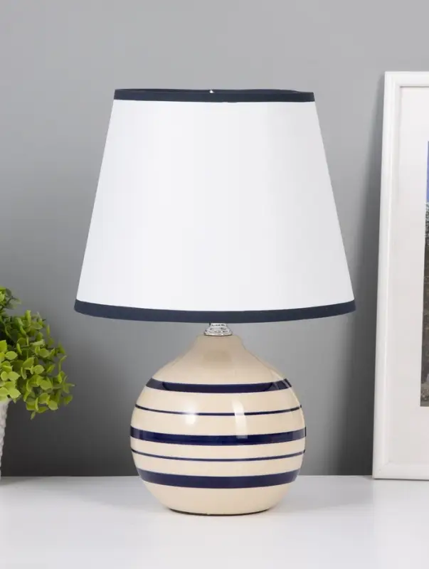 Лампа настольная E27 40Вт "Полоски. Ретро" беж с синим 20х20х32,5 см