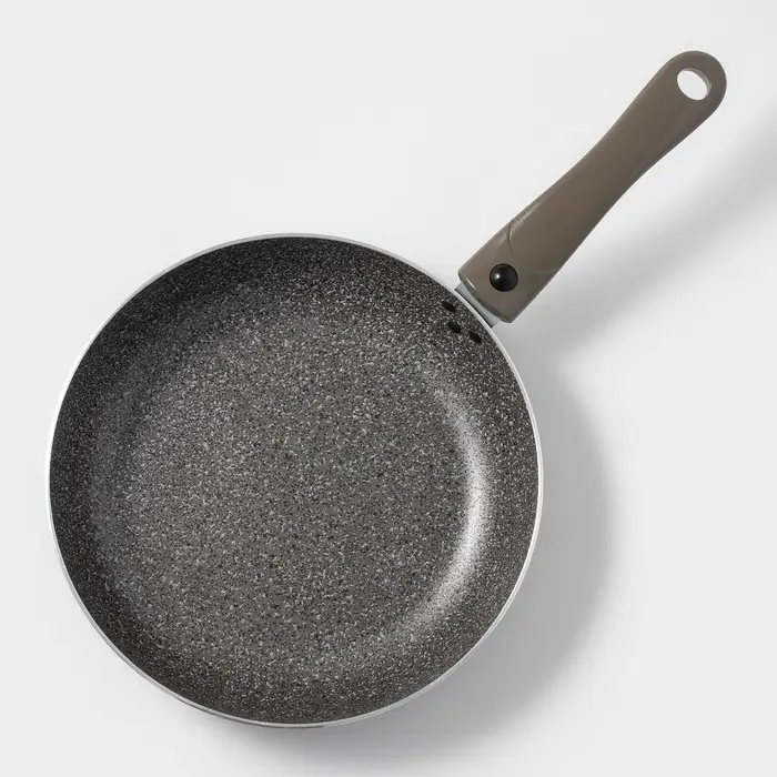 Сковорода Onyx, d=24 см, съёмная ручка, стеклянная крышка, антипригарное покрытие, алюминий, серая