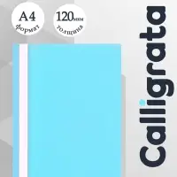 Папка-скоросшиватель Calligrata, А4, 120 мкм, голубая, прозрачный верх