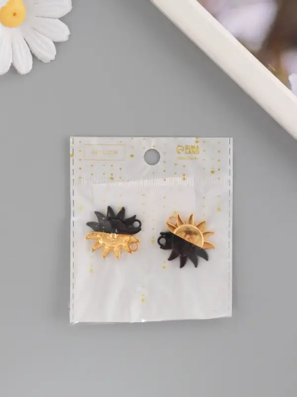 Замок магнитный металл Замок магнитный металл "Солнце" набор 2 шт чёрно-золотой 2,7х2,6 см