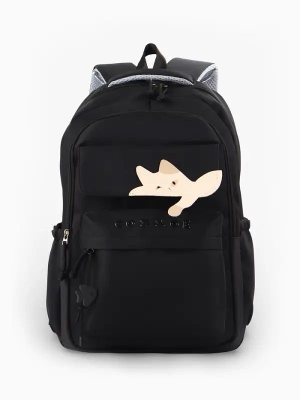 Рюкзак школьный, &laquo;Уставший кот&raquo;, 5 карманов, 2 отделения, 31&times;13.5&times;45 см, чёрный