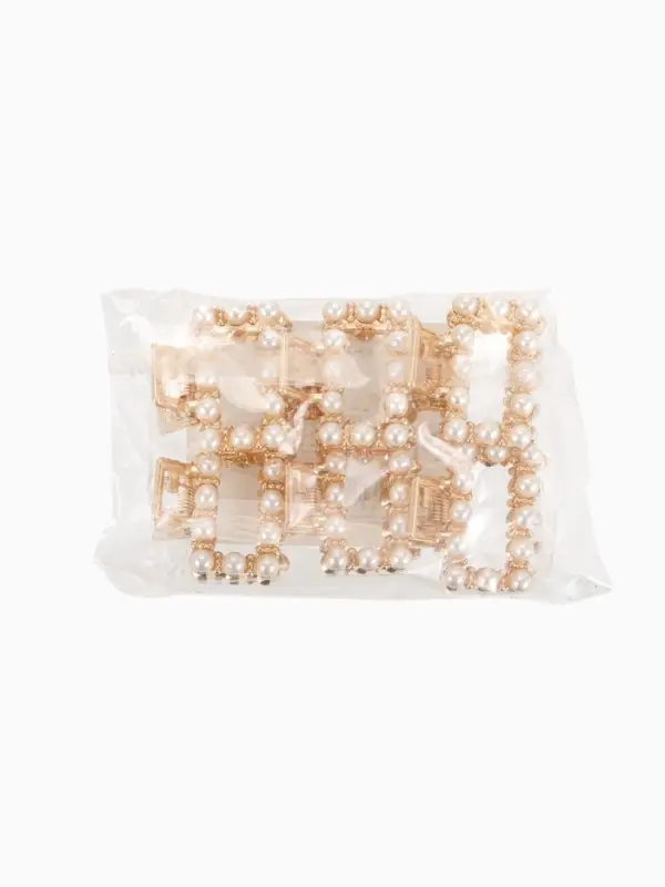 Крабик для волос &laquo;Аманда&raquo;, прямой жемчуг, 2.5 см, золотистый