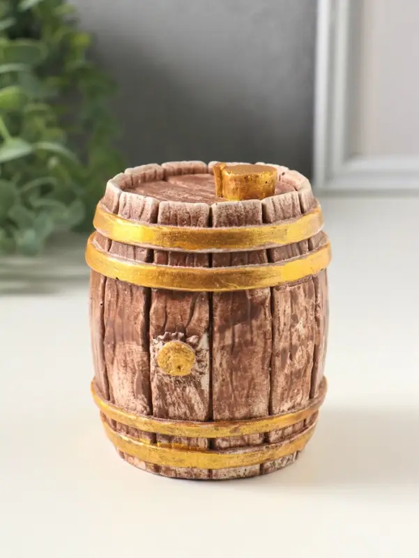 Шкатулка с крышкой для украшений &laquo;Бочка&raquo;, 9&times;7&times;7 см, коричневая