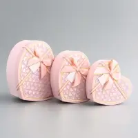 Набор подарочных коробок 3 в 1 сердца, розовый, 22&times;20&times;9; 18.5&times;17&times;7.5; 16&times;14&times;6 см