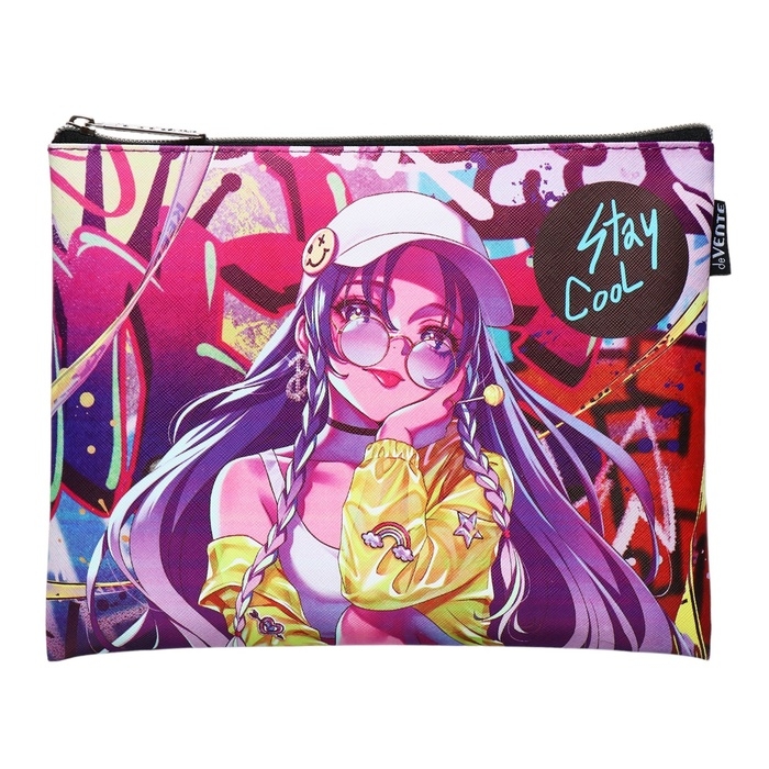 Папка для тетрадей А5, 245 х 200 х 10 мм, молния сверху, кож.зам, de VENTE Stay Cool, для девочек Папка для тетрадей А5, 245 х 200 х 10 мм, молния сверху, кож.зам, de VENTE Stay Cool, для девочек