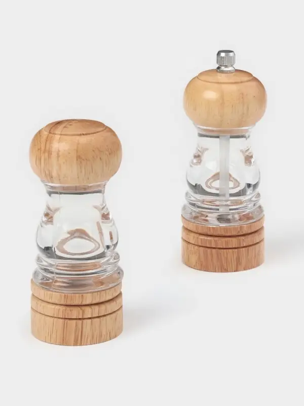 Набор мельниц для соли и перца Доляна, 2 предмета: 10.5&times;5 см, 11.5&times;5 см, прозрачный