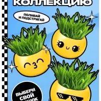 Набор для опытов, для детей &laquo;Выращиваем травку&raquo;, растение в горшочке - эмодзи &laquo;Крутой&raquo;