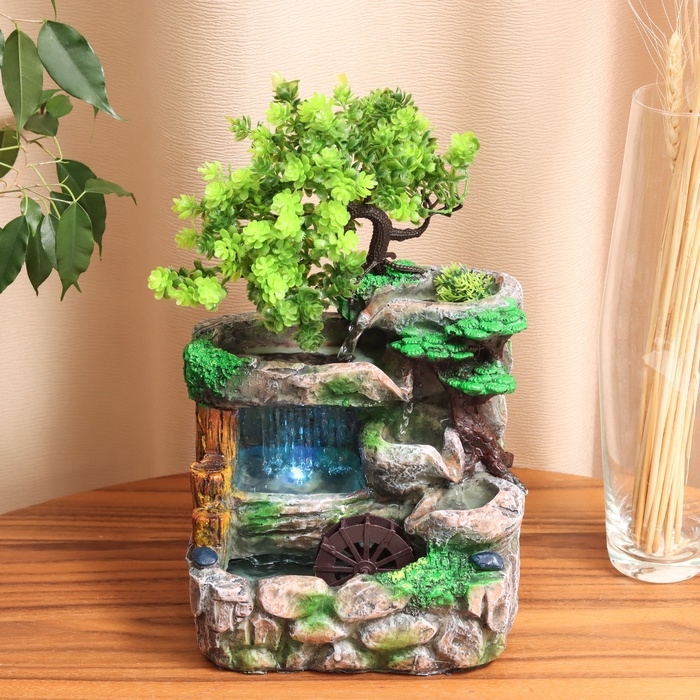 Фонтан Фонтан "Каменная стена под деревом" 30х17 см (с подсветкой, без шарика)