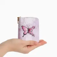 Кошелёк женский на молнии, 8.5&times;2.5&times;10.5 см, розовый