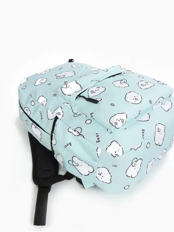 Рюкзак школьный &laquo;Мишки&raquo;, с пеналом, 3 кармана, 28&times;12&times;43 см, бирюзовый