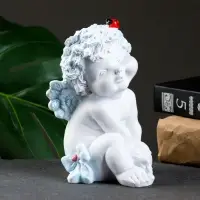 Фигурка гипс &laquo;Ангелочек с божьей коровкой&raquo;, белый, 8.5&times;10&times;14 см