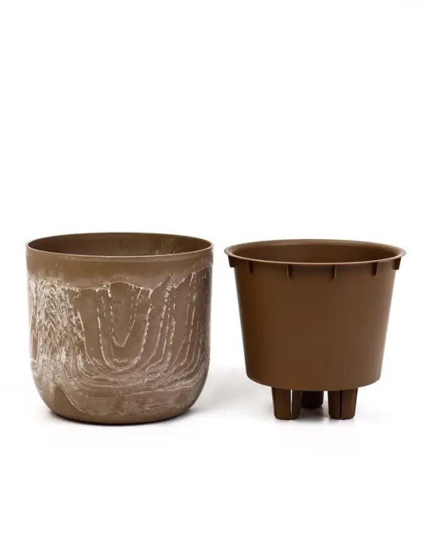 Кашпо со вставкой 3,7 л d22 см h20 см МИКРИТ бежевый слайн