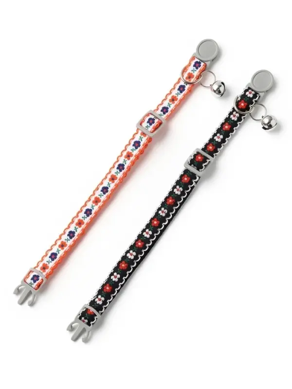 Набор ошейников для кошек &laquo;По-полюшку&raquo;, 30&times;1 см, оранжевый, чёрный