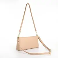 Сумка женская кросс-боди на молнии, 25.5&times;6.5&times;12.5 см, бежевая