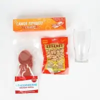 Мужской гифтбокс со снеками и стаканом для пива "Пивной набор"