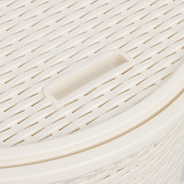 Корзина для белья угловая с крышкой «Ротанг», 60 л, 40×40×58 см, цвет слоновая кость Корзина для белья угловая с крышкой «Ротанг», 60 л, 40×40×58 см, цвет слоновая кость