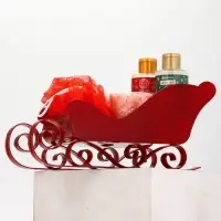 Подарочный набор новогодний в санях: гель для душа 2 шт., соль для ванны и мочалка, URAL LAB Подарочный набор новогодний в санях: гель для душа 2 шт., соль для ванны и мочалка, URAL LAB