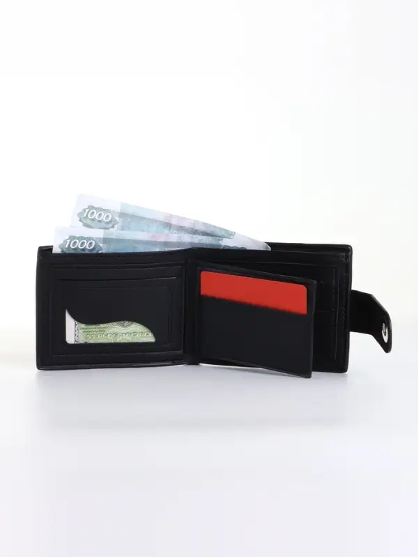 Портмоне мужское на магните, чёрное