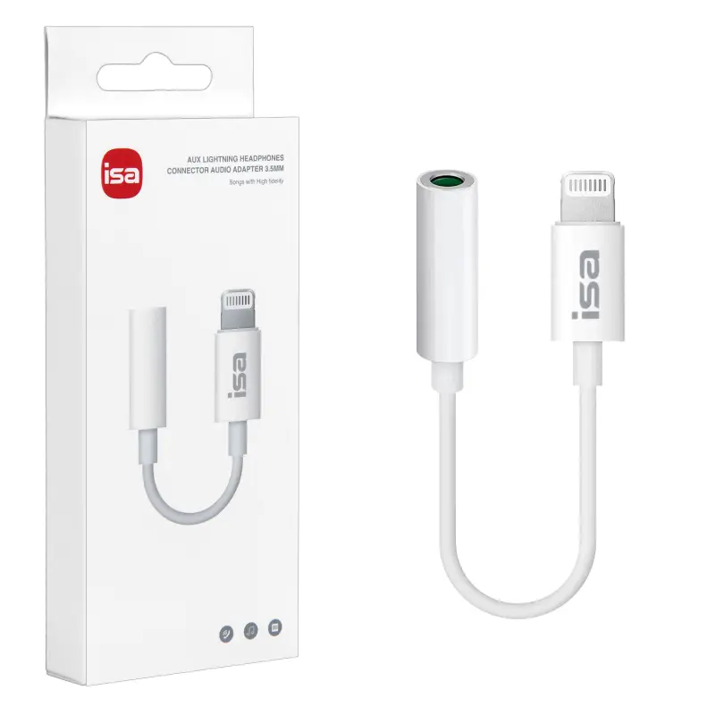 Переходник AC-01 Lightning на 3,5mm Jack 10 см ISA (264 шт/кор) Переходник AC-01 Lightning на 3,5mm Jack 10 см ISA (264 шт/кор)