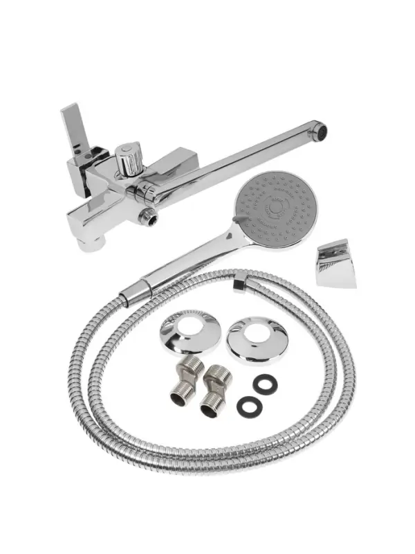 Смеситель для ванны ZEIN Z3845, однорычажный, излив 30 см, душевой набор, лейка 5 реж, хром