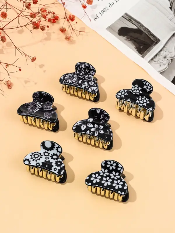 Крабик для волос &laquo;Шёлк&raquo;, цветы, 4&times;2.5 см, МИКС