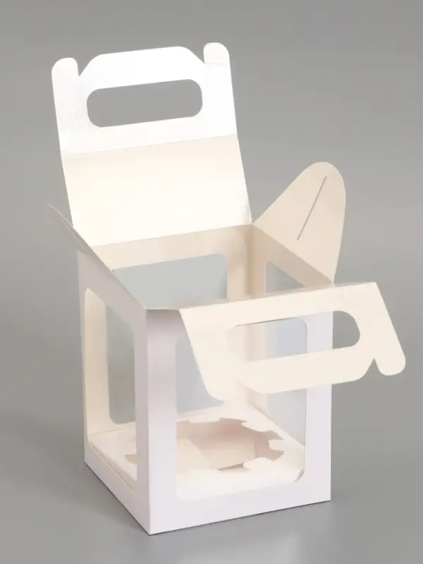 Кондитерская упаковка, коробка под кулич белая, с окном, 15&times;15&times;18 см