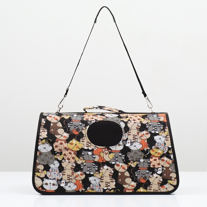 Сумка-переноска каркасная  Сумка-переноска каркасная "Кошки", размер M, 40 х 21 х 27 см