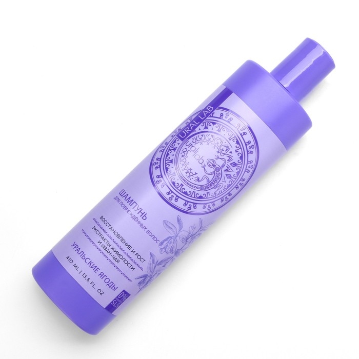 Шампунь для волос, с экстрактом жимолости и иван-чая, восстановление и рост, 410 мл, URAL LAB Шампунь для волос, с экстрактом жимолости и иван-чая, восстановление и рост, 410 мл, URAL LAB