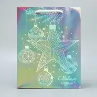 Пакет голографический «Звезда», MS 18 х 23 х 10 см