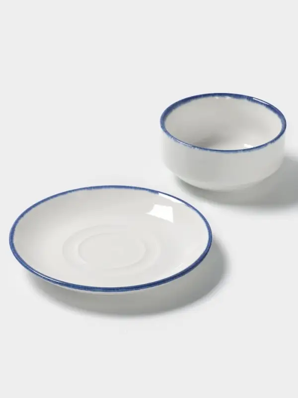 Бульонница с блюдцем Magistro Blue Lagoon, 300 мл, фарфор, белая