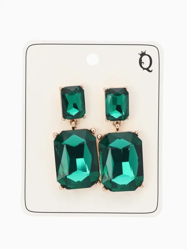 Серьги со стразами &laquo;Клео&raquo;, классика, цвет изумрудный в золоте