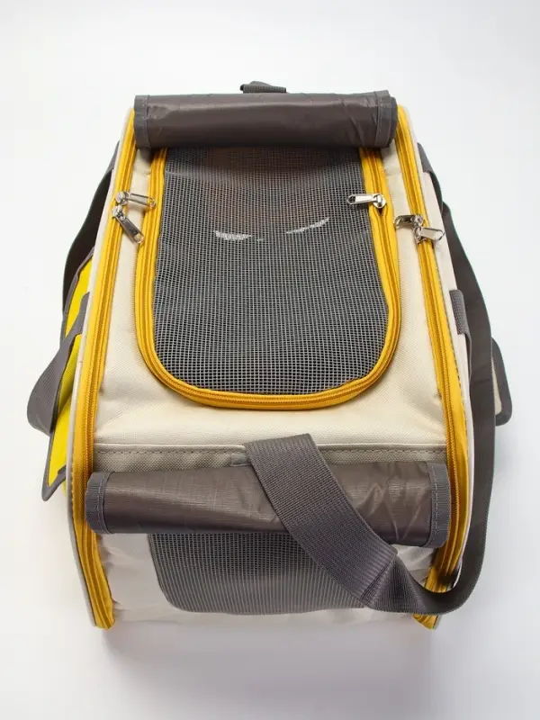 Сумка-переноска с органайзером и окном, 45&times;26&times;29 см, серо-жёлтая