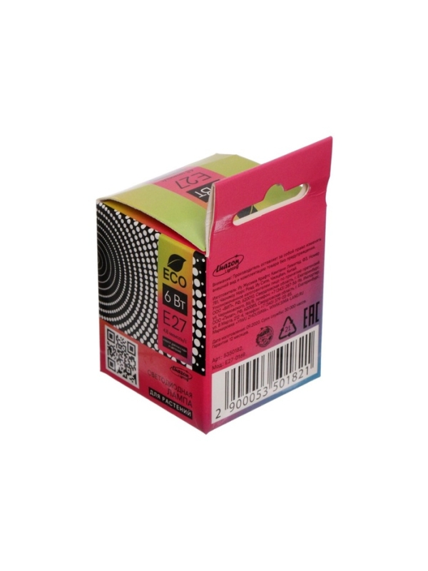 Фитолампа для растений Luazon, светодиодная, E27, 6 Вт, IP44, 220 В, 270°, биколорная Фитолампа для растений Luazon, светодиодная, E27, 6 Вт, IP44, 220 В, 270°, биколорная