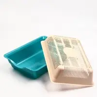 Туалет для кошек, 36&times;25&times;9 см, глубокий, с сеткой, пластик, бирюзовый, бежевый