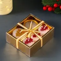 Набор свечей новогодних 5 шт. &laquo;Ёлочки и свеча в подсвечнике&raquo;, 12&times;10&times;4 см