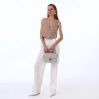 Сумка женская мессенджер TEXTURA на клапане, 23&times;6&times;17 см, бежевая