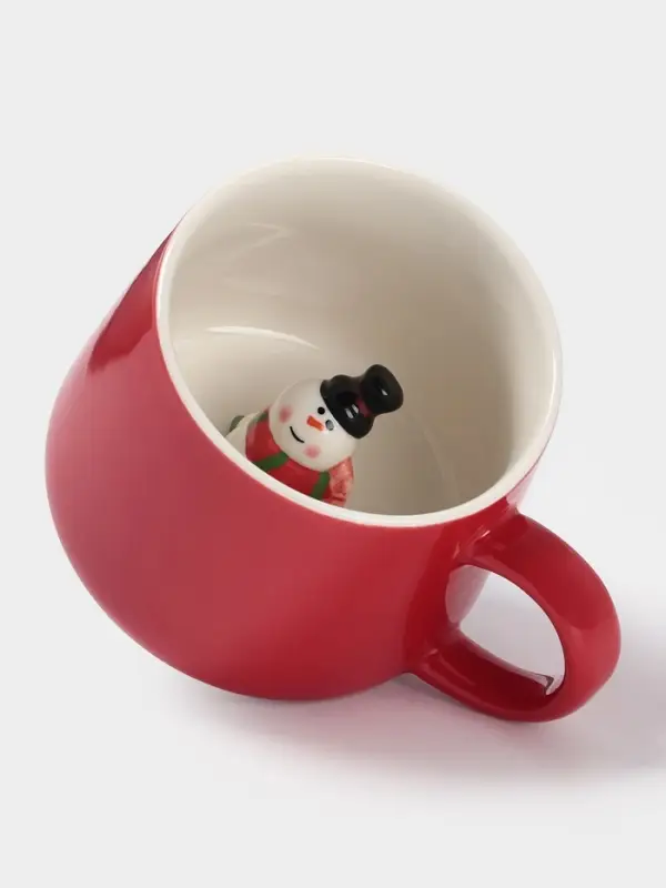 Кружка новогодняя «Снеговик», 300 мл, керамика, красная Кружка новогодняя «Снеговик», 300 мл, керамика, красная