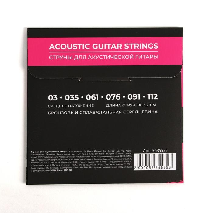 Струны для акустической гитары Струны для акустической гитары "Punk rock", 6 шт