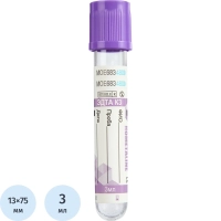 Вакуумные пробирки с ЭДТА-К3 3 мл, 13х75 мм, KOMETALINE 100шт/уп