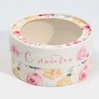 Коробка для макарун, кондитерская упаковка тубус с окном, &laquo;С любовью&raquo; 12&times;12&times;5 см