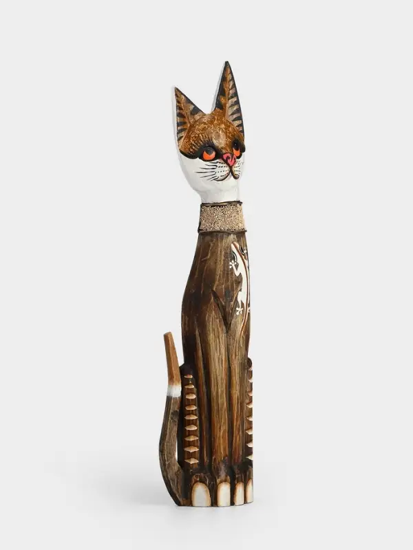 Сувенир &laquo;Серая кошка в ошейнике с ящерками&raquo;, 60&times;12&times;6 см, дерево