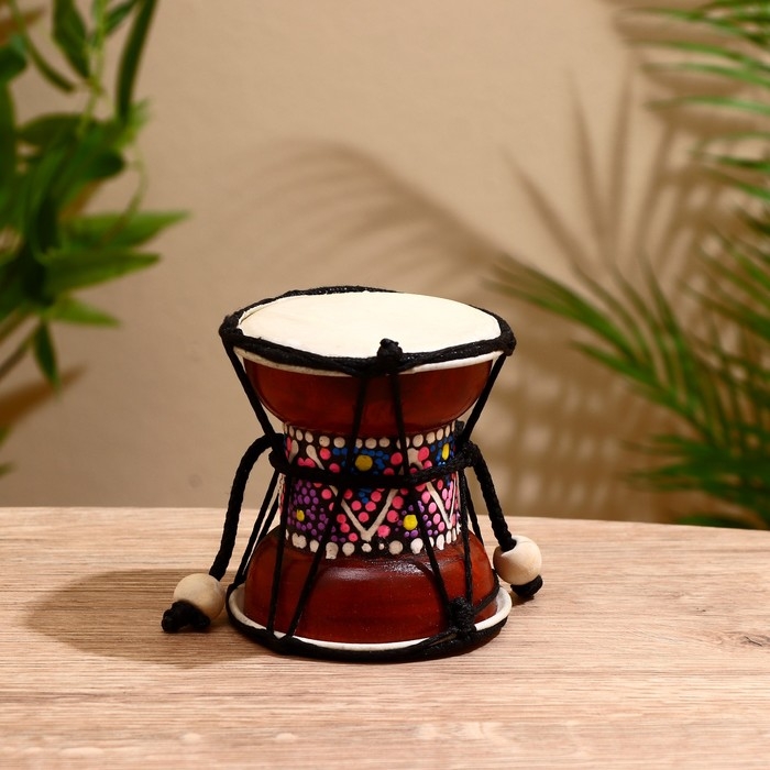 Сувенирный музыкальный инструмент Сувенирный музыкальный инструмент "Барабан Дамару" 9х9х9 см
